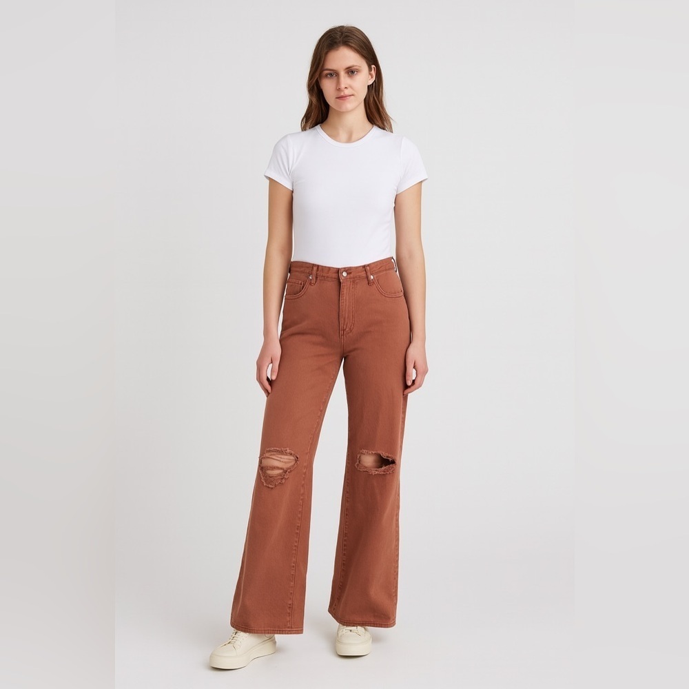 BP. Wide-Leg Distressed Jeans in Brown/Rust– Women’s Sz 14 (32)